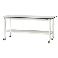軽量作業台/耐荷重128kg 高さ調整 キャスター付きH688~988mm 全面棚付き RoHS2指令対応塩ビシート天板 ワークテーブル15（直送品）