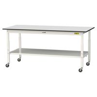 軽量作業台/耐荷重128kg 高さ調整 キャスター付きH688~988mm 全面棚付き RoHS2指令対応塩ビシート天板 ワークテーブル15（直送品）