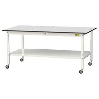 軽量作業台/耐荷重128kg 高さ調整 キャスター付きH688~988mm 全面棚付き RoHS2指令対応塩ビシート天板 ワークテーブル15（直送品）