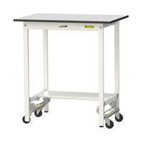 軽量作業台/耐荷重150kg ワンタッチキャスター付きH950mm 半面棚付き RoHS2指令対応塩ビシート天板 ワークテーブル150シリー（直送品）