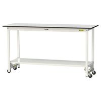軽量作業台/耐荷重150kg ワンタッチキャスター付きH950mm 全面棚付き RoHS2指令対応塩ビシート天板 ワークテーブル150シリー（直送品）