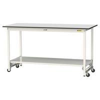軽量作業台/耐荷重150kg ワンタッチキャスター付きH950mm 全面棚付き RoHS2指令対応塩ビシート天板 ワークテーブル150シリー（直送品）