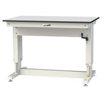 軽量作業台/ハンドル昇降式 H715~1015mm RoHS2指令対応塩ビシート天板 ワークテーブル昇降タイプ SSRSー1275AーGYW（直送品）