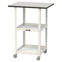 軽量作業用/天板付き150ワゴン 耐荷重50kg キャスター付きH825mm 棚板2段 RoHS2指令対応塩ビシート天板 ワークテーブル15（直送品）
