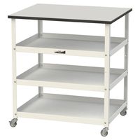 軽量作業用/天板付き150ワゴン 耐荷重50kg キャスター付きH825mm 棚板3段 RoHS2指令対応塩ビシート天板 ワークテーブル15（直送品）