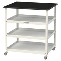 実験用/軽量作業用/天板付きラボワゴン 耐荷重50kg キャスター付きH825mm 棚板3段 耐薬品ケミテクト天板 ワークテーブルLABシリ（直送品）