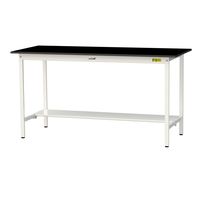 実験用作業台/耐荷重150kg 固定式H950mm 半面棚付き 耐薬品ケミテクト天板 ワークテーブルLABシリーズ SLKHー1875TーB（直送品）
