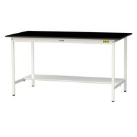 実験用作業台/耐荷重150kg 固定式H950mm 半面棚付き 耐薬品ケミテクト天板 ワークテーブルLABシリーズ SLKHー1890TーB（直送品）