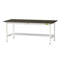 実験用作業台/耐荷重150kg 固定式H740mm 半面棚付き 指紋レスメラミン天板 ワークテーブルLABシリーズ SLMー1875TーBR（直送品）