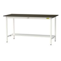 実験用作業台/耐荷重150kg 固定式H950mm 半面棚付き 指紋レスメラミン天板 ワークテーブルLABシリーズ SLMHー1875TーB（直送品）