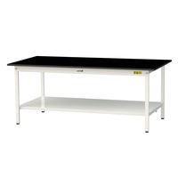 実験用作業台/耐荷重150kg 固定式H740mm 全面棚付き 耐薬品ケミテクト天板 ワークテーブルLABシリーズ SLKー1890TTーB（直送品）