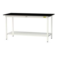 実験用作業台/耐荷重150kg 固定式H950mm 全面棚付き 耐薬品ケミテクト天板 ワークテーブルLABシリーズ SLKHー1875TTー（直送品）