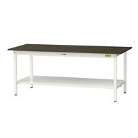 実験用作業台/耐荷重150kg 固定式H740mm 全面棚付き 指紋レスメラミン天板 ワークテーブルLABシリーズ SLMー1875TTーB（直送品）