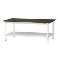 実験用作業台/耐荷重150kg 固定式H740mm 全面棚付き 指紋レスメラミン天板 ワークテーブルLABシリーズ SLMー1890TTーB（直送品）