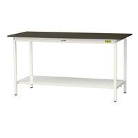 実験用作業台/耐荷重150kg 固定式H950mm 全面棚付き 指紋レスメラミン天板 ワークテーブルLABシリーズ SLMHー1875TTー（直送品）