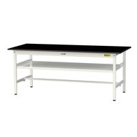 実験用作業台/耐荷重150kg 固定式H740mm 中間棚付き 耐薬品ケミテクト天板 ワークテーブルLABシリーズ SLKー1875FーBK（直送品）