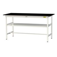 実験用作業台/耐荷重150kg 固定式H950mm 中間棚付き 耐薬品ケミテクト天板 ワークテーブルLABシリーズ SLKHー1875FーB（直送品）