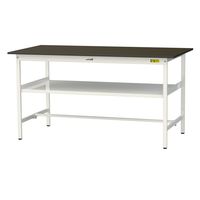 実験用作業台/耐荷重150kg 固定式H950mm 中間棚付き 指紋レスメラミン天板 ワークテーブルLABシリーズ SLMHー1890FーB（直送品）