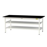 実験用作業台/耐荷重150kg 固定式H740mm 中間棚付き+足元全面棚付き 耐薬品ケミテクト天板 ワークテーブルLABシリーズ SLKー（直送品）