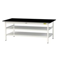 実験用作業台/耐荷重150kg 固定式H740mm 中間棚付き+足元全面棚付き 耐薬品ケミテクト天板 ワークテーブルLABシリーズ SLKー（直送品）