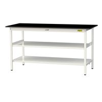 実験用作業台/耐荷重150kg 固定式H950mm 中間棚付き+足元全面棚付き 耐薬品ケミテクト天板 ワークテーブルLABシリーズ SLKH（直送品）