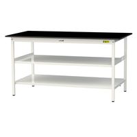 実験用作業台/耐荷重150kg 固定式H950mm 中間棚付き+足元全面棚付き 耐薬品ケミテクト天板 ワークテーブルLABシリーズ SLKH（直送品）