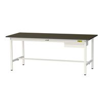 実験用作業台/耐荷重150kg 固定式H740mm 引き出し付き 指紋レスメラミン天板 ワークテーブルLABシリーズ SLMー1875UーB（直送品）