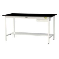 実験用作業台/耐荷重150kg 固定式H950mm 引き出し+足元半面棚付き 耐薬品ケミテクト天板 ワークテーブルLABシリーズ SLKHー（直送品）