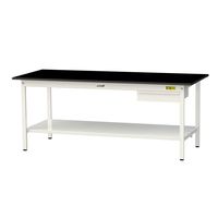 実験用作業台/耐荷重150kg 固定式H740mm 引き出し+足元全面棚付き 耐薬品ケミテクト天板 ワークテーブルLABシリーズ SLKー1（直送品）