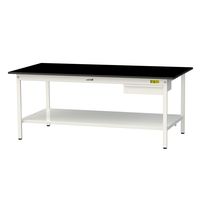 実験用作業台/耐荷重150kg 固定式H740mm 引き出し+足元全面棚付き 耐薬品ケミテクト天板 ワークテーブルLABシリーズ SLKー1（直送品）