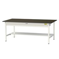 実験用作業台/耐荷重150kg 固定式H740mm ワイド引き出し+足元半面棚付き 指紋レスメラミン天板 ワークテーブルLABシリーズ SL（直送品）