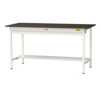 実験用作業台/耐荷重150kg 固定式H950mm ワイド引き出し+足元半面棚付き 指紋レスメラミン天板 ワークテーブルLABシリーズ SL（直送品）