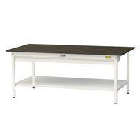 実験用作業台/耐荷重150kg 固定式H740mm ワイド引き出し+足元全面棚付き 指紋レスメラミン天板 ワークテーブルLABシリーズ SL（直送品）