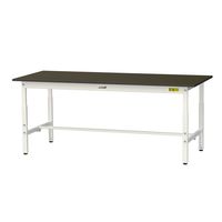 実験用作業台/耐荷重150kg 高さ調整H600~900mm 指紋レスメラミン天板 ワークテーブルLABシリーズ SLMAー1875ーBRW（直送品）