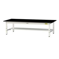 実験用作業台/耐荷重150kg 高さ調整低床用H400~575mm 半面棚付き 耐薬品ケミテクト天板 ワークテーブルLABシリーズ SLKA（直送品）