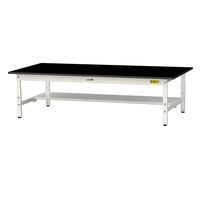 実験用作業台/耐荷重150kg 高さ調整低床用H400~575mm 半面棚付き 耐薬品ケミテクト天板 ワークテーブルLABシリーズ SLKA（直送品）