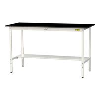 実験用作業台/耐荷重150kg 高さ調整H900~1200mm 半面棚付き 耐薬品ケミテクト天板 ワークテーブルLABシリーズ SLKAHー（直送品）