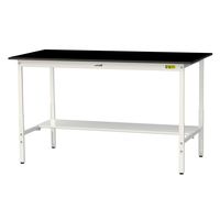 実験用作業台/耐荷重150kg 高さ調整H900~1200mm 半面棚付き 耐薬品ケミテクト天板 ワークテーブルLABシリーズ SLKAHー（直送品）