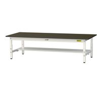 実験用作業台/耐荷重150kg 高さ調整低床用H400~575mm 半面棚付き 指紋レスメラミン天板 ワークテーブルLABシリーズ SLMA（直送品）