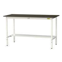 実験用作業台/耐荷重150kg 高さ調整H900~1200mm 半面棚付き 指紋レスメラミン天板 ワークテーブルLABシリーズ SLMAHー（直送品）