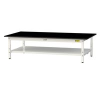 実験用作業台/耐荷重150kg 高さ調整低床用H400~575mm 全面棚付き 耐薬品ケミテクト天板 ワークテーブルLABシリーズ SLKA（直送品）