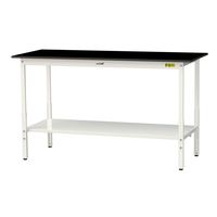 実験用作業台/耐荷重150kg 高さ調整H900~1200mm 全面棚付き 耐薬品ケミテクト天板 ワークテーブルLABシリーズ SLKAHー（直送品）