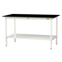 実験用作業台/耐荷重150kg 高さ調整H900~1200mm 全面棚付き 耐薬品ケミテクト天板 ワークテーブルLABシリーズ SLKAHー（直送品）