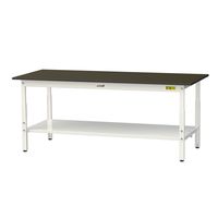 実験用作業台/耐荷重150kg 高さ調整H600~900mm 全面棚付き 指紋レスメラミン天板 ワークテーブルLABシリーズ SLMAー18（直送品）