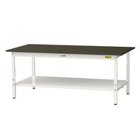 実験用作業台/耐荷重150kg 高さ調整H600~900mm 全面棚付き 指紋レスメラミン天板 ワークテーブルLABシリーズ SLMAー18（直送品）