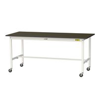 実験用作業台/耐荷重128kg キャスター付きH825mm 指紋レスメラミン天板 ワークテーブルLABシリーズ SLMCー1875ーBRW（直送品）