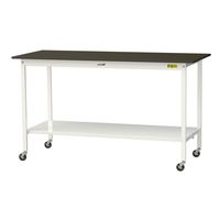 実験用作業台/耐荷重128kg キャスター付きH1035mm 全面棚付き 指紋レスメラミン天板 ワークテーブルLABシリーズ SLMHCー1（直送品）