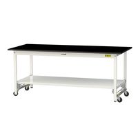 実験用作業台/耐荷重150kg ワンタッチキャスター付きH740mm 全面棚付き 耐薬品ケミテクト天板 ワークテーブルLABシリーズ SLK（直送品）