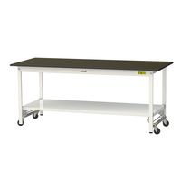 実験用作業台/耐荷重150kg ワンタッチキャスター付きH740mm 全面棚付き 指紋レスメラミン天板 ワークテーブルLABシリーズ SLM（直送品）