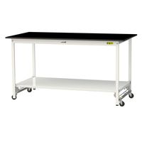 実験用作業台/耐荷重150kg ワンタッチキャスター付きH950mm 全面棚付き 耐薬品ケミテクト天板 ワークテーブルLABシリーズ SLK（直送品）